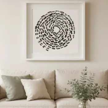 Black and White Butterfly Spiral 3D paper wall art shown in a white square frame in a clean neutral setting