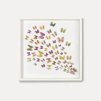 Spring Flight 3D butterfly wall art in a white square frame on a clean neutral background