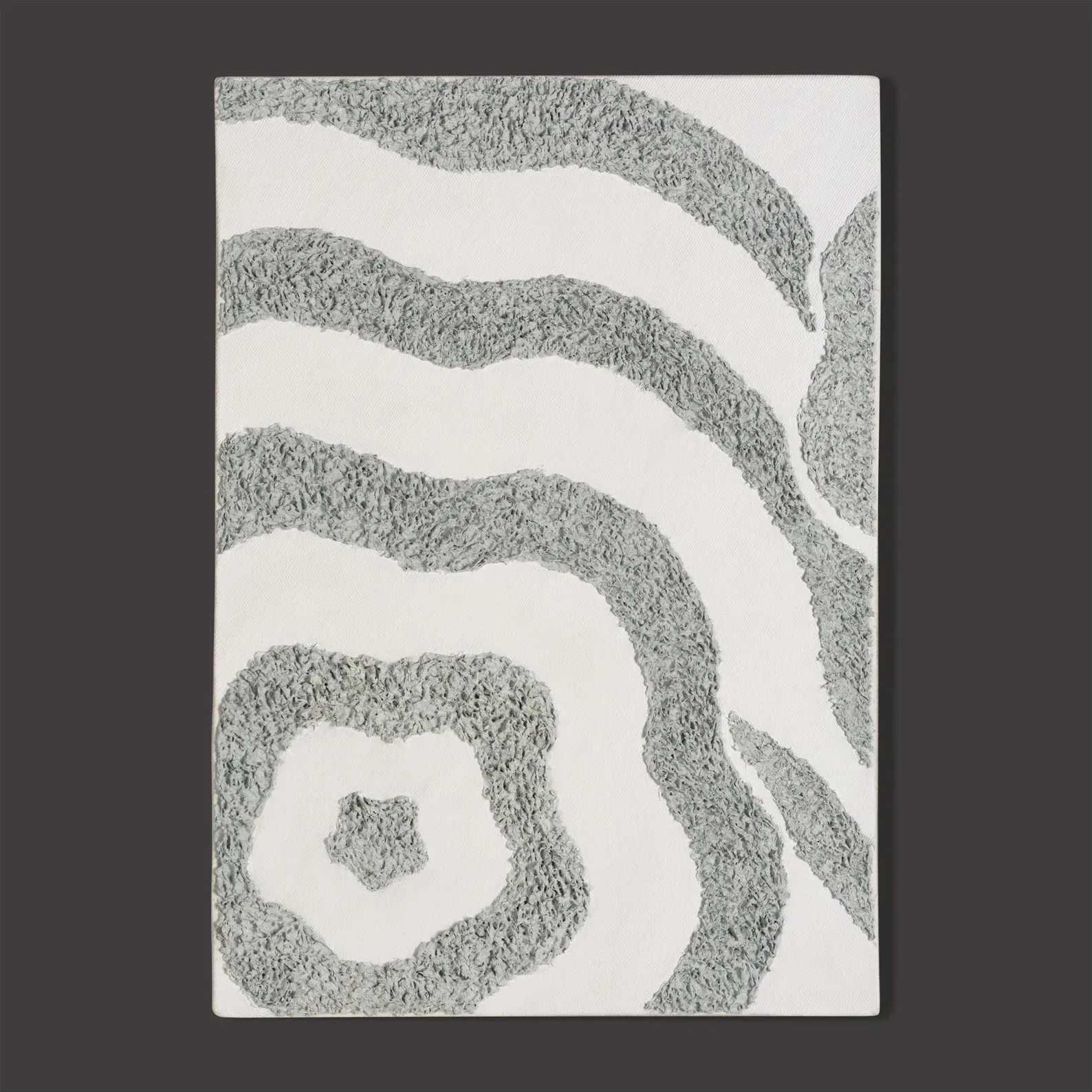 Left panel of a two piece textured abstract canvas set with grey organic raised lines